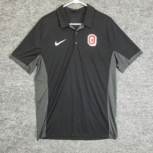 Nike Dri Fit Ohio‎ State Buckeyes Polo Shirt Men's Golf Black Gray